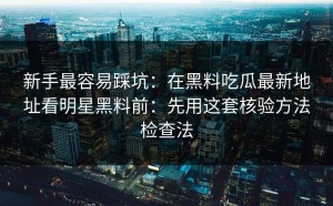 新手最容易踩坑：在黑料吃瓜最新地址看明星黑料前：先用这套核验方法检查法
