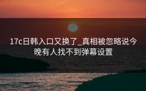 17c日韩入口又换了_真相被忽略说今晚有人找不到弹幕设置