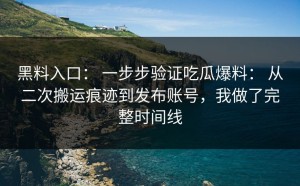 黑料入口： 一步步验证吃瓜爆料： 从二次搬运痕迹到发布账号，我做了完整时间线