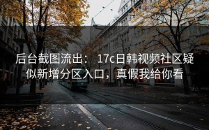 后台截图流出： 17c日韩视频社区疑似新增分区入口，真假我给你看