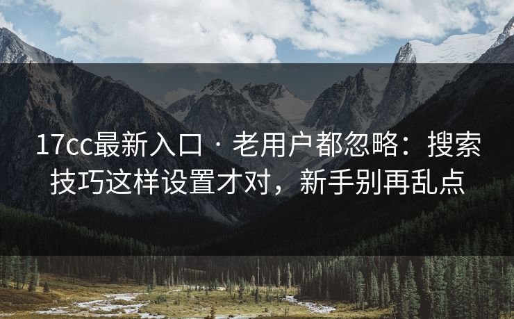 17cc最新入口 · 老用户都忽略：搜索技巧这样设置才对，新手别再乱点