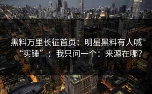 黑料万里长征首页：明星黑料有人喊“实锤”：我只问一个：来源在哪？