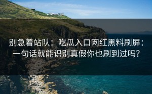 别急着站队：吃瓜入口网红黑料刷屏：一句话就能识别真假你也刷到过吗？