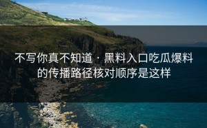 不写你真不知道 · 黑料入口吃瓜爆料的传播路径核对顺序是这样