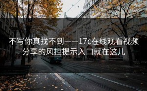 不写你真找不到——17c在线观看视频分享的风控提示入口就在这儿