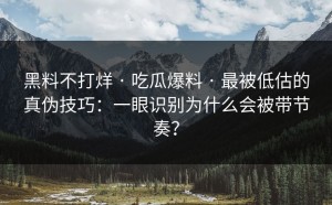 黑料不打烊 · 吃瓜爆料 · 最被低估的真伪技巧：一眼识别为什么会被带节奏？