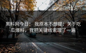 黑料网今日： 我原本不想提：关于吃瓜爆料，我把关键线索理了一遍