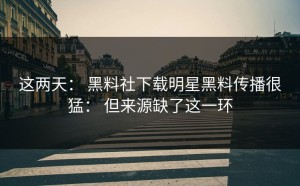 这两天： 黑料社下载明星黑料传播很猛： 但来源缺了这一环