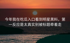 今年我在吃瓜入口看到明星黑料，第一反应是太真实别被标题牵着走
