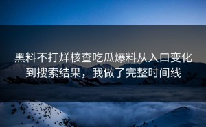 黑料不打烊核查吃瓜爆料从入口变化到搜索结果，我做了完整时间线