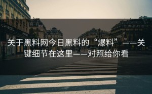 关于黑料网今日黑料的“爆料”——关键细节在这里——对照给你看