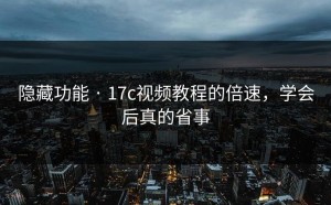 隐藏功能 · 17c视频教程的倍速，学会后真的省事