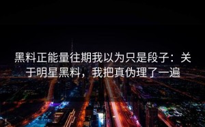 黑料正能量往期我以为只是段子：关于明星黑料，我把真伪理了一遍